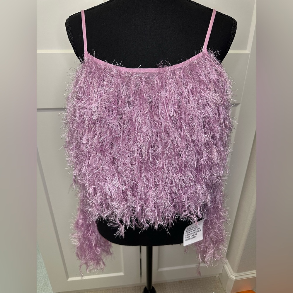 NWT ASOS Luxe Faux Feather Low Back Bodysuit, Size 8 - Picture 5 of 10